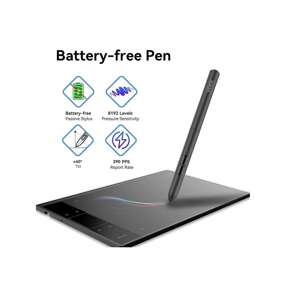 VEIKK A30 V2 Drawing Tablet 10x6" Graphics Tablet w/ Battery-Free Pen Gift IDEA - Picture 4 of 7